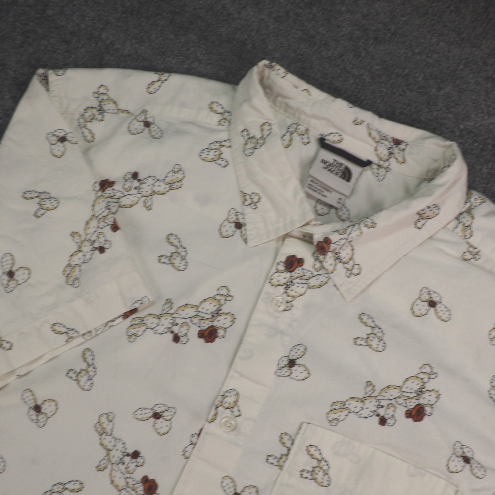 The North Face Shirt Mens XL Short Sleeve Cream Cactus Print Gorpcore Outdoor